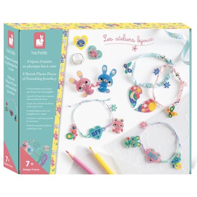 Kit Créatif - 8 Bijoux d'Amitié en Plastique Fou à Créer : Collection "Les Ateliers Bijoux" & Perles - Janod
