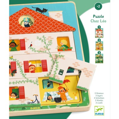 Puzzle à étages 12 pcs Chez Leo - Djeco
