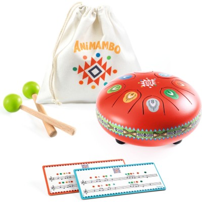 Tambour à languettes rouge - 8 notes - Instrument de musique Animambo - Djeco