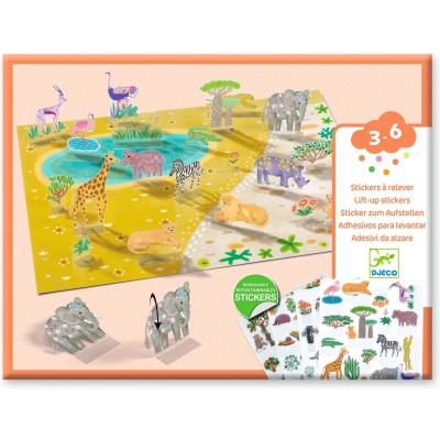 Stickers : stickers à relever - animaux - djeco