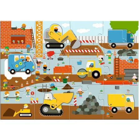 Puzzle géant - le chantier - 12pcs +5pcs - Djeco
