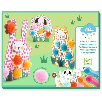 Des Points et des pompons - Dans l'herbe - Les petits - Coloriage - Djeco