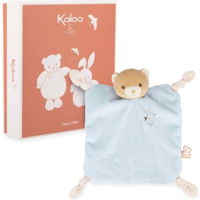Doudou ours bleu pour bébé avec nœuds, cadeau de naissance - Kaloo
