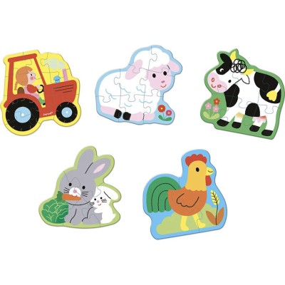 5 Puzzles Evolutifs de 2 à 10 pcs Ferme - Janod