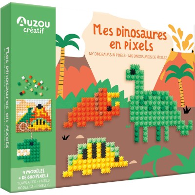 Mon coffret d'artiste - Mes créations en pixels - Dinosaures - Activités et loisirs créatifs - Auzou