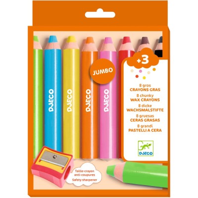 8 gros Crayons Gras - Les couleurs des petits - Crayons - Djeco