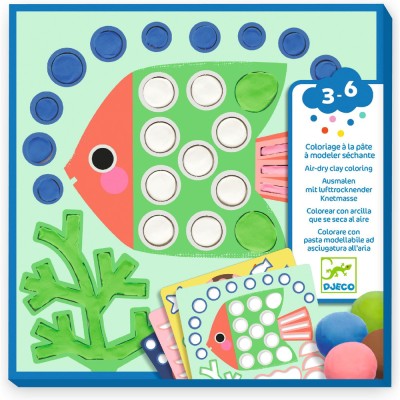 Coloriage à la pâte à modeler séchante - Coquins sous l'eau - Djeco