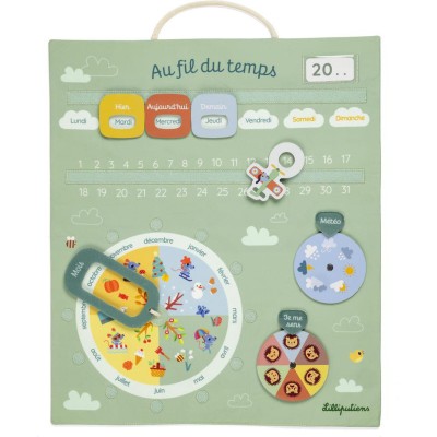 Calendrier enfant en tissu "Au fil du temps" - Français - Panneaux d'activités et calendriers - Lilliputiens