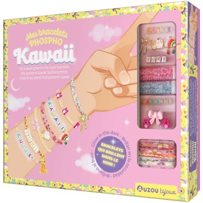 Ma boîte à bijoux - Mes bracelets phospho kawaii - Activités et loisirs créatifs - Auzou