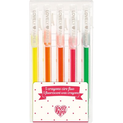 5 Crayons Cire Fluo Lovely Paper - Djeco