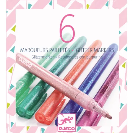 6 marqueurs pailletés - sweet - Djeco