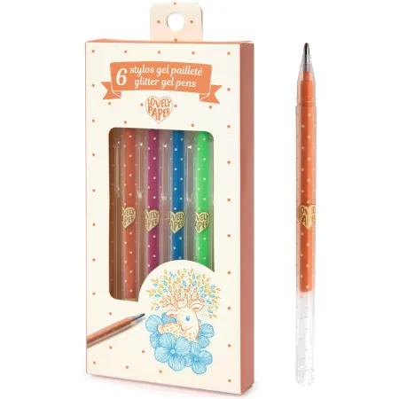 6 Stylos gel pailletés - Lovely Paper - Djeco