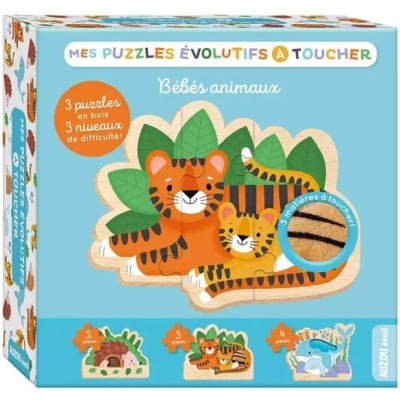 Mes puzzles évolutifs à toucher - Puzzle tactile en bois - Auzou