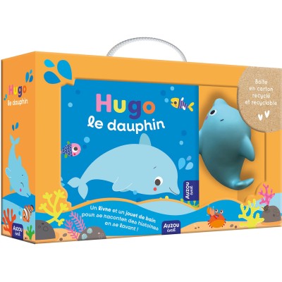 Mon premier livre de bain - Hugo le dauphin - valisette carton - Auzou