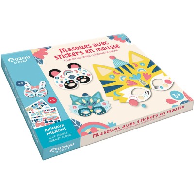Mon coffret d'artiste - Masques avec stickers en mousse - Animaux mignons - Auzou