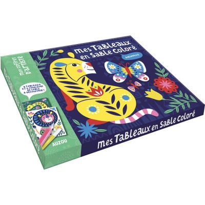 Mon coffret d'artiste - Mes tableaux en sable coloré - Animaux - Auzou