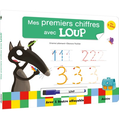 Livre ardoise - Mes premiers chiffres avec loup - Auzou