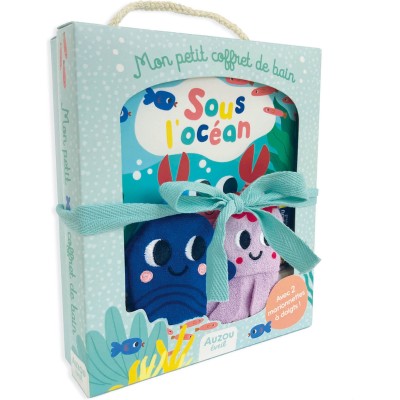 Mon petit coffret de bain - Sous l'océan - Un livre de bain et 2 marionnettes à doigt - Auzou