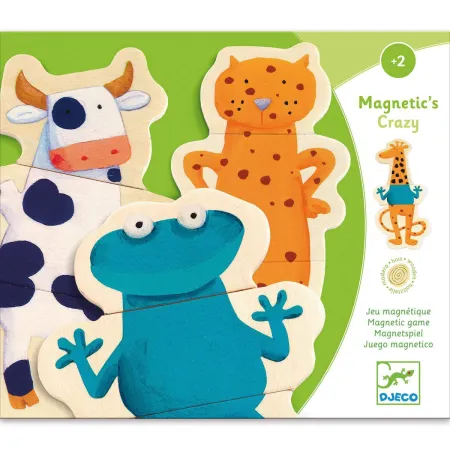 Puzzle 8 x 3 pièces en bois - crazy animaux - Djeco