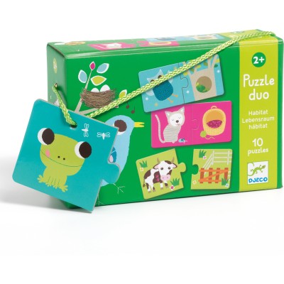 Puzzle 10 x 2 pièces - duo : animaux - habitat - Djeco