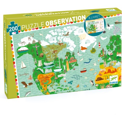 Puzzle 200 pièces - puzzle observation : les monuments du monde - Djeco