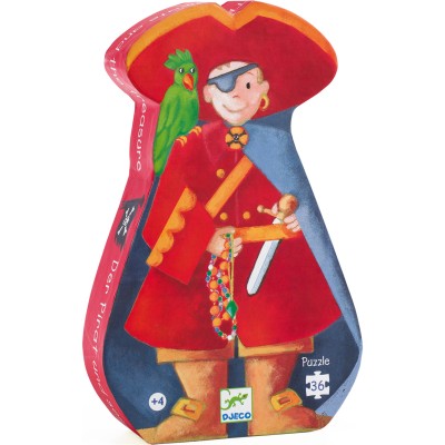 Puzzle 36 pièces - silhouette : le pirate et son trésor - Djeco