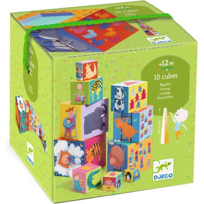 10 Cubes à empiler Rigolos - Djeco