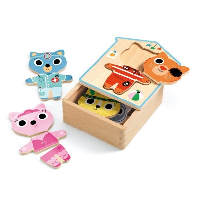 Puzzle 6 x 3 pièces dressup - Djeco
