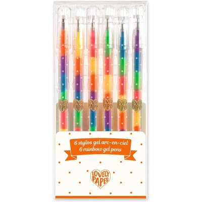 6 stylos gel : arc en ciel - Djeco