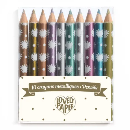 10 Crayons métalliques Chic - Lovely Paper - Djeco