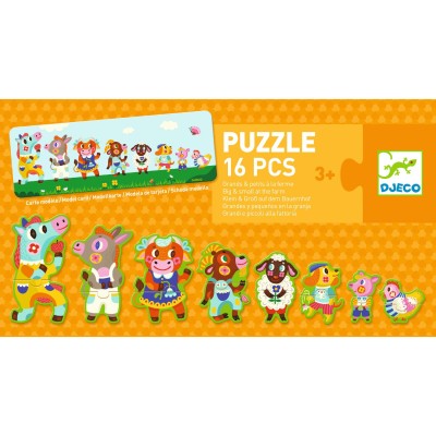 Jeux educatifs - puzzles duo-trio : grands & petits à la ferme - Djeco