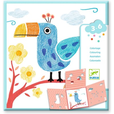 Coloriage : 3 pochoirs pour une image - Djeco