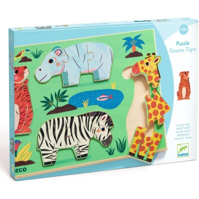 Puzzles bois : coucou tigre - 12 pcs - Djeco