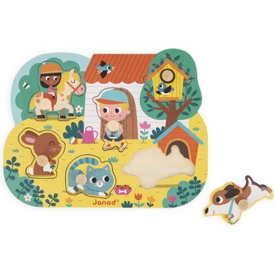 Puzzle Campagne 6 pièces : Puzzles en bois premier âge - Janod