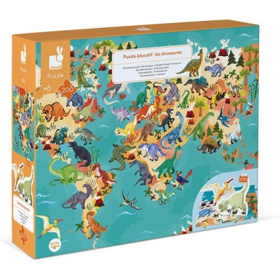 Puzzle Educatif Géant Dinosaures 200 pièces : Puzzles 50 à 149 pièces - Janod