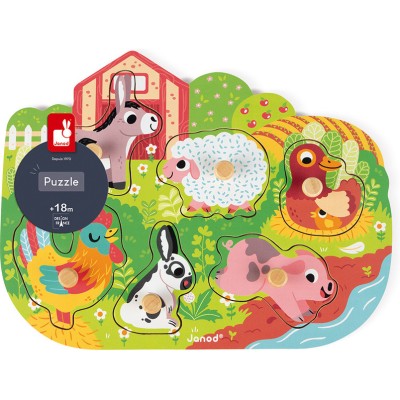 Puzzle Happy Farm 6 pièces : Puzzles en bois premier âge - Janod