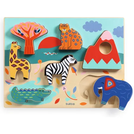 Puzzle Relief Savana Story - 7 pièces - Puzzle - Djeco