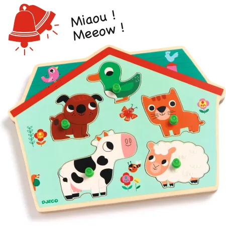 Puzzle Sonore Ouaf Woof - 5 pièces - Puzzle - Djeco