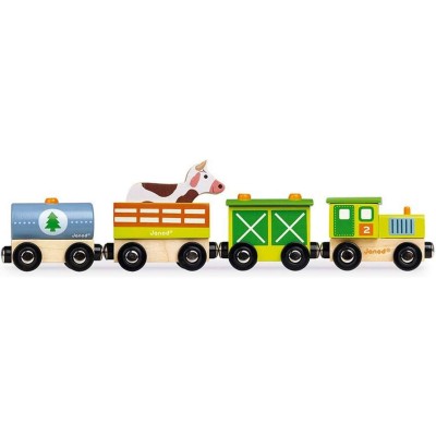 Train Ferme Story - bois - : Tracteur & animaux de la ferme - Janod